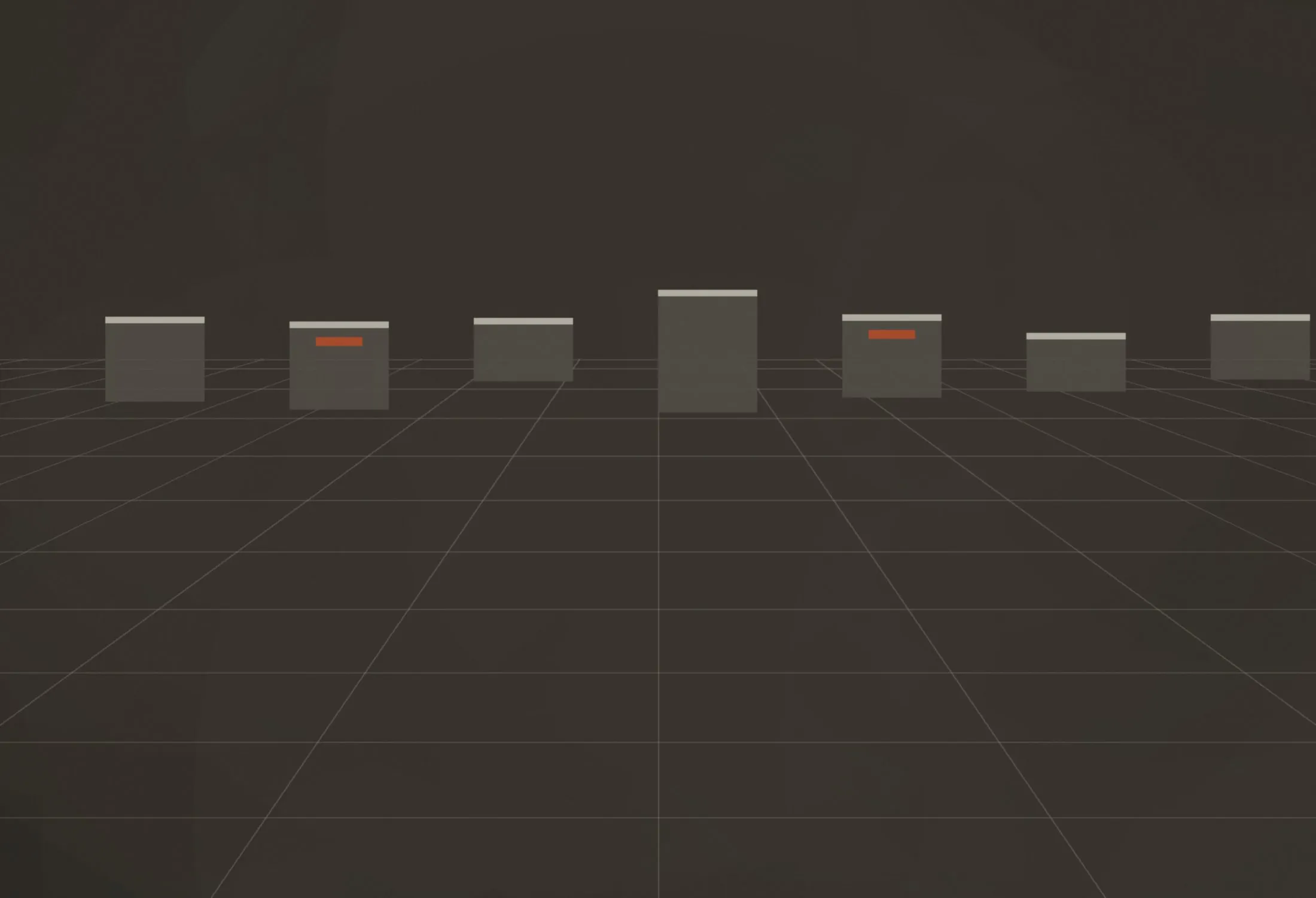 A factory bay drawn in perspective with machine modules